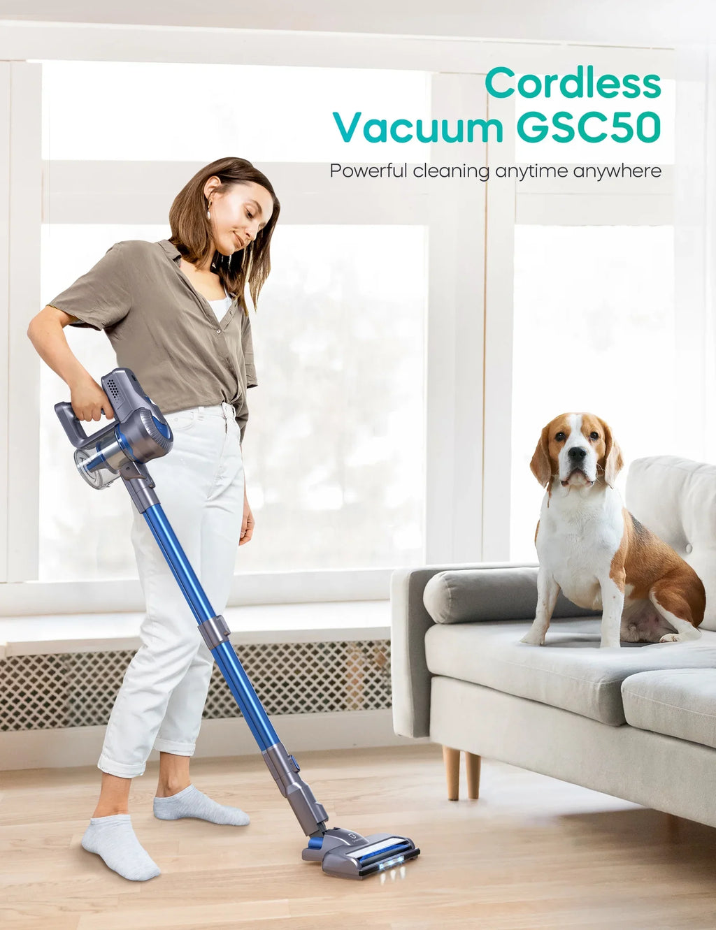 Suction, Long 35min Powerful Handheld Lightweight 23000Pa Vacuum for in 6 1 Runtime, Home/Car/Hard with Cordless Vacuum Battery, Floor/Carpet/Pet/Hair Cleaner, Detachable