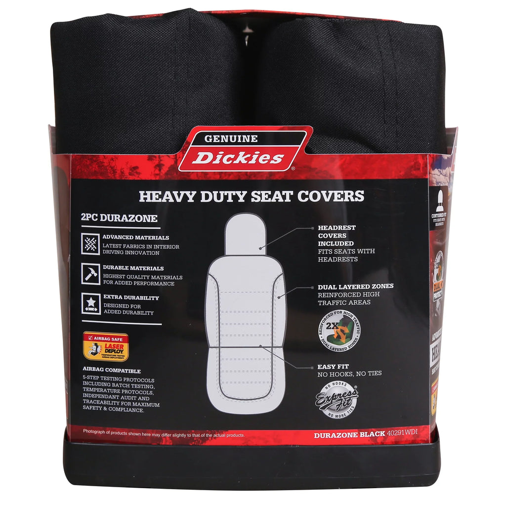 Durazone Genuine Covers, Black Seat 2 Car Piece Dickies