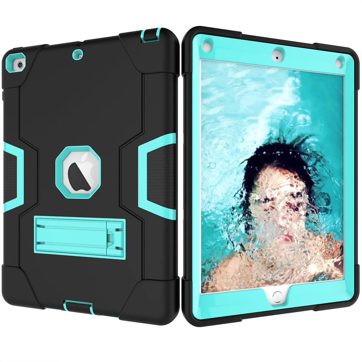 Shockproof 6th/5th Protective A1823 A1954 Cover Allytech (Black/Aqua) Case,Three New Layer for Armor 2017,iPad iPad for A1893 Generation 2017/2018 iPad Case 2018 A1822 Defender Case 9.7 9.7