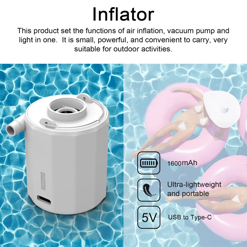 Vacuum Tent Inflatable Camping Cordless Pump Portable and Electric Vacuum Inflator Light Inflator Lamp Multifunctional Pump Mattress