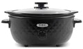 Quart, Removable, Cooker Cool-Touch Gourmet Tempered Elite Charcoal Slow Lid, MST1234BX# Pattern with Handles, Pot 6 Black Glass Stoneware Dishwasher-Safe Diamond