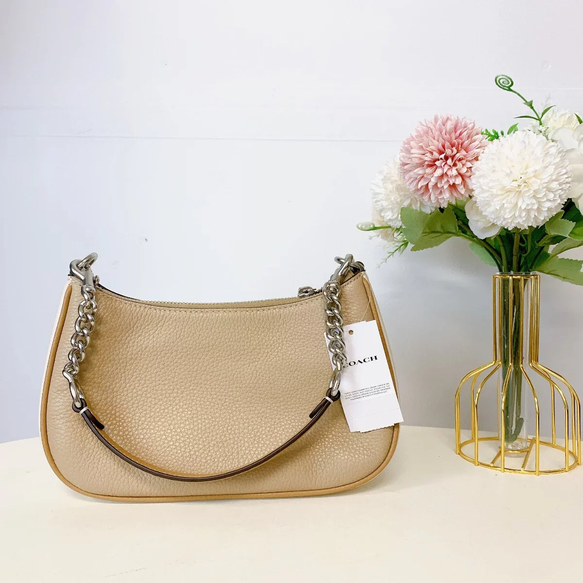 Beige Sandy Shoulder Multi IN Colorblock Bag Teri Coach Silver In CA173