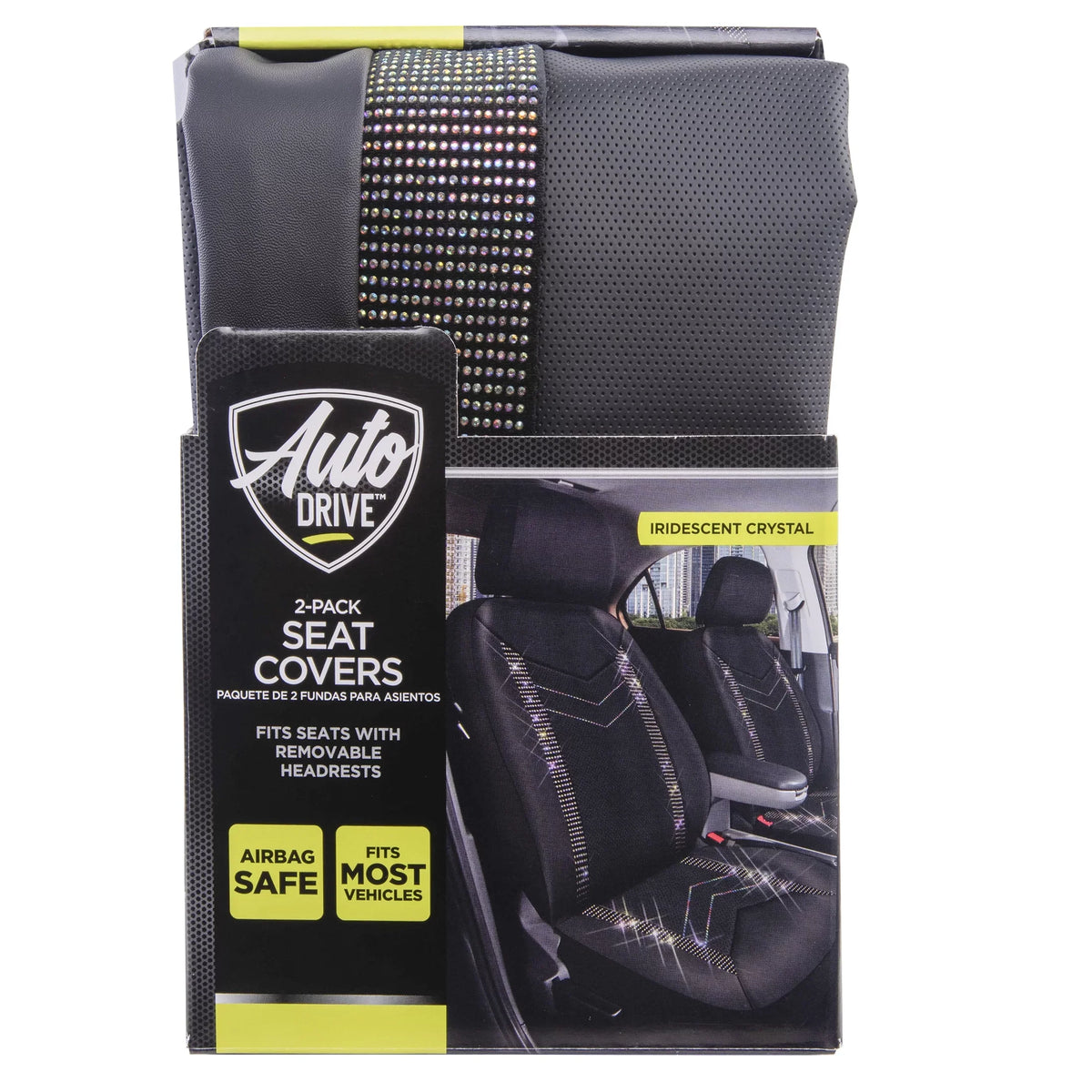 Seat Cover, Crystal Cars, Fit Universal 2, of MPVs Leather Faux Rainbow Set Fit for SUVs, Car Auto Drive