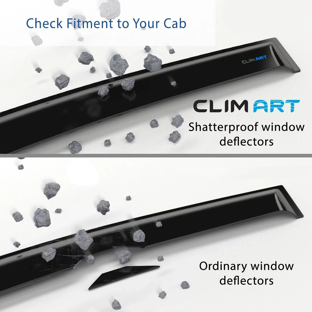 Rain Window Durable Tape-on CLIM Silverado/GMC with Vent Guards Visors, Sierra Cab, 1500 2019-2024 ART Incredibly Compatible Deflectors, Accessories, Truck Crew 419160 4pcs- (Chevy) Window Chevrolet
