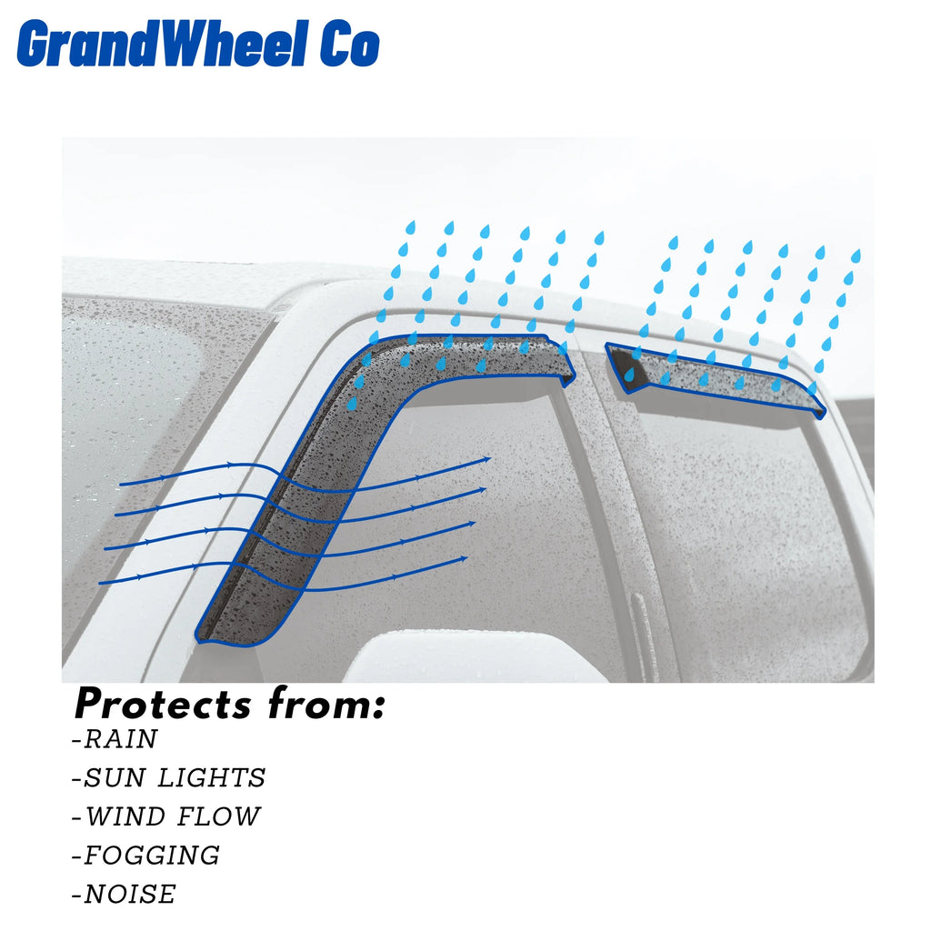 Rogue Deflectors Window Guards Co - Smoke 6pcs. Tape-On Tinted GW0299 Side Compatible Nissan 2021-2024 Rain Vent with GrandWheel Visor