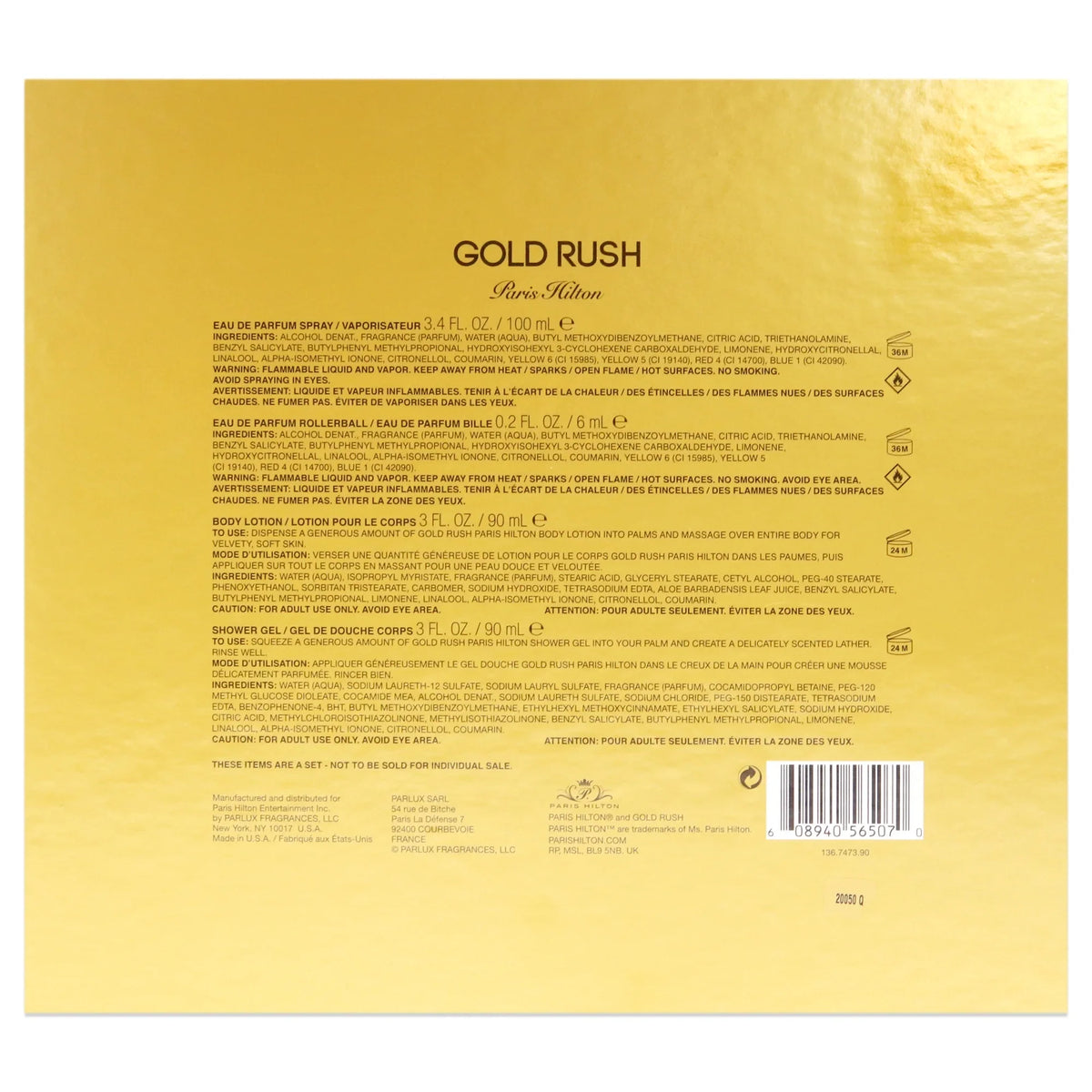for Set Gift Rush Gold 4 Paris Women, Hilton Pieces Perfume