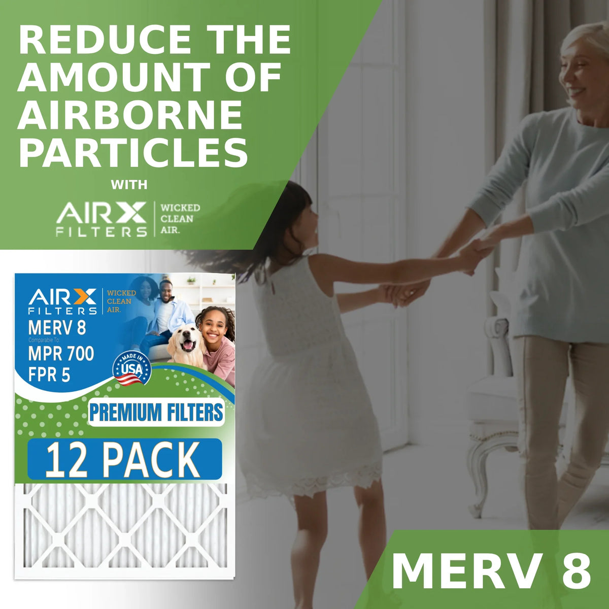 AIRX Rating, 18x24x2 USA Pack Made 12 & in of Air 700 MPR by FPR WICKED Comparable MERV to CLEAN 8 AIR. - Furnace Filters 5 Filter FILTERS