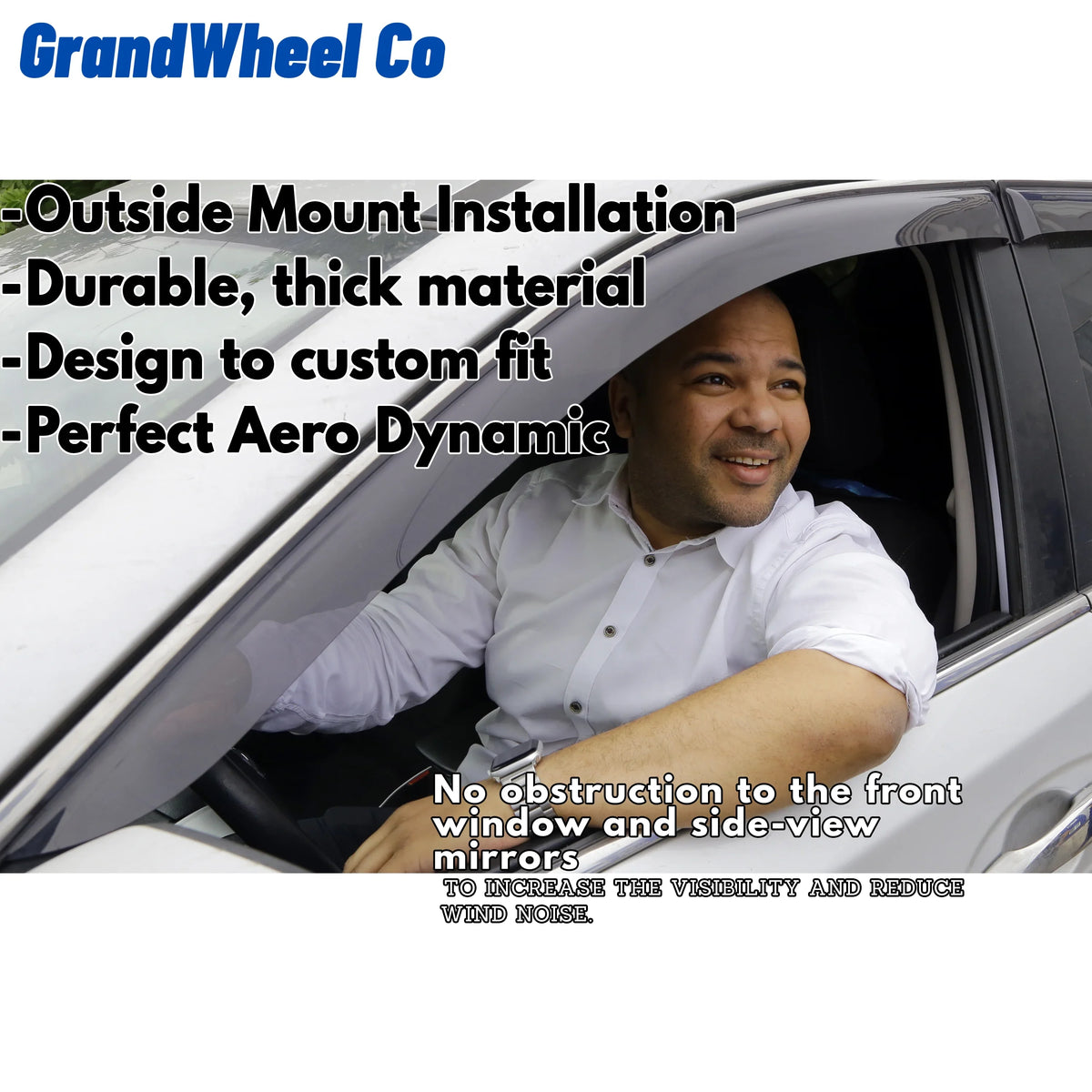 Rogue Deflectors Window Guards Co - Smoke 6pcs. Tape-On Tinted GW0299 Side Compatible Nissan 2021-2024 Rain Vent with GrandWheel Visor