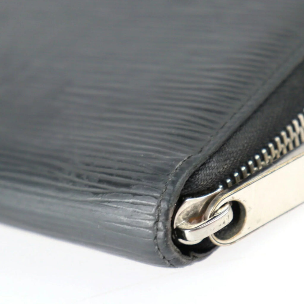 (Good) M61857 Zippy Hardware Pre-Owned Epi Black Zipper Leather Round Silver Long Wallet