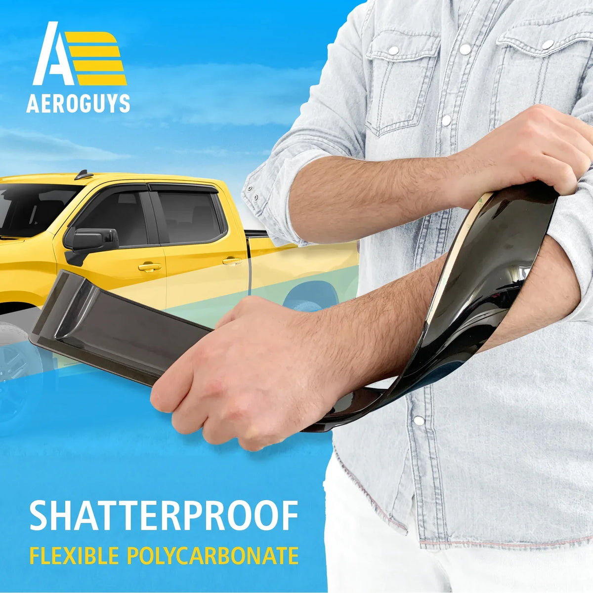 AG0422 Durable Silverado (Chevy) 4pcs. Tape-On for AEROGUYS - Cab, Wind Sun Chevrolet 2019-2024 Rain Fit Accessories Vent Truck Guards Crew Visors, Visors, Extra Visors Deflectors Window 1500 Window