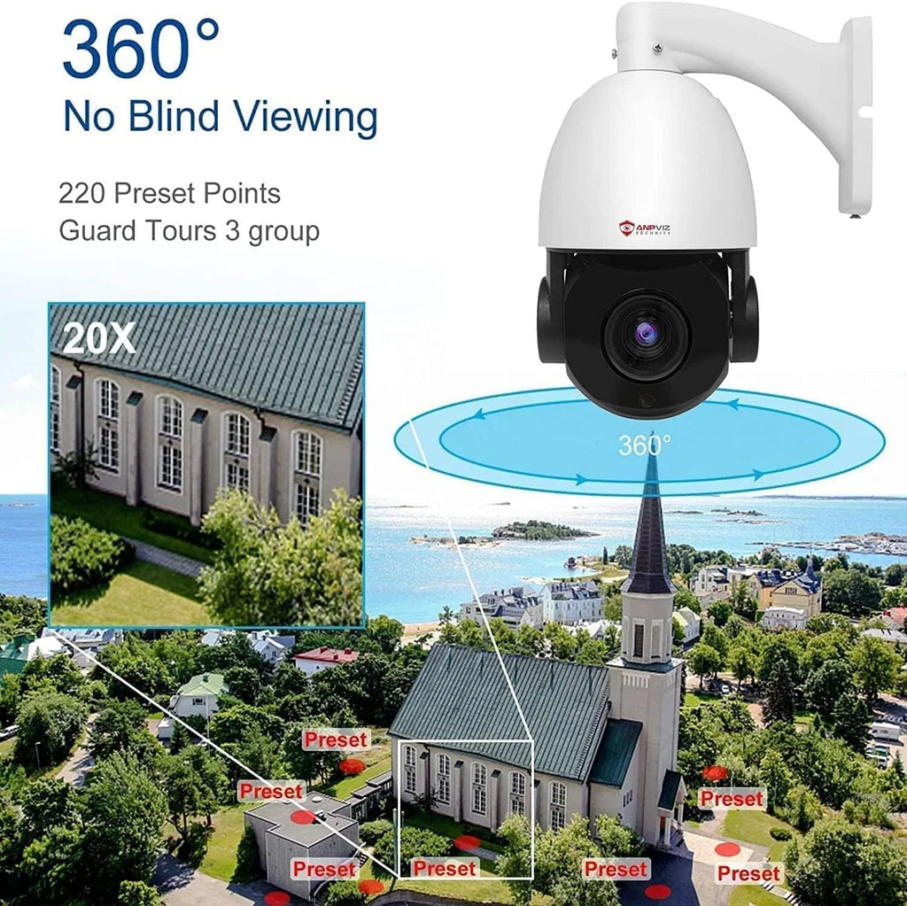 IP Surveillance Camera Camera Security IR Waterproof Night Vehicle Optical 20X PTZ 90°, with Vision, 5MP IP IP66 Detection, PTZ 360°/Tilt Pan Zoom, Indoor Metal, Anpviz PoE Person exterior Mic/Audio,