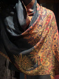 Pashmina Scarf Wrap Vintage Paisley Black Red Brocade