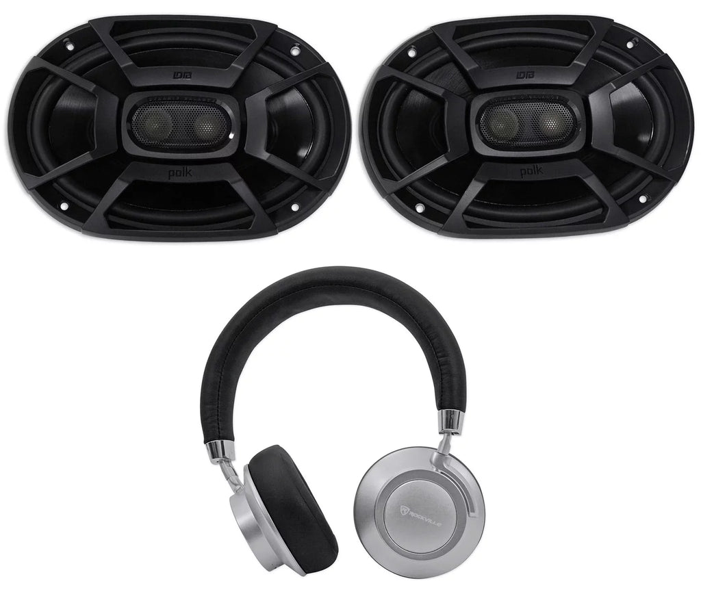 Marine/ATV/Motorcycle/Boat DB692 450w Polk Audio Speakers+Headphones 2) 6X9" Car