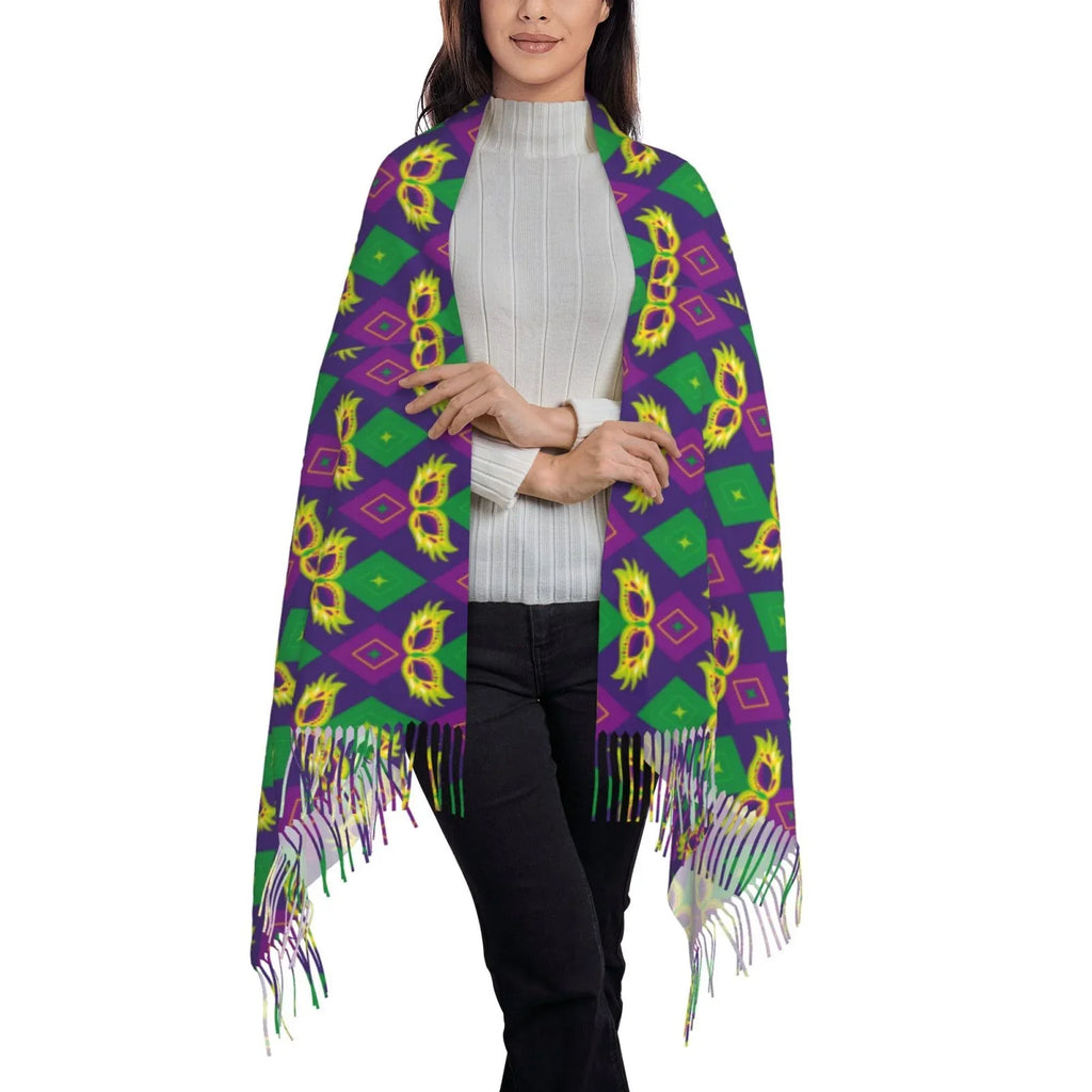 Gifts- Shawl Cashmere Scarf Bingfone Large Elegant Carnival3 Feel Wrap Mardi Women Warm Art Print Gras Winter For Scarves Soft