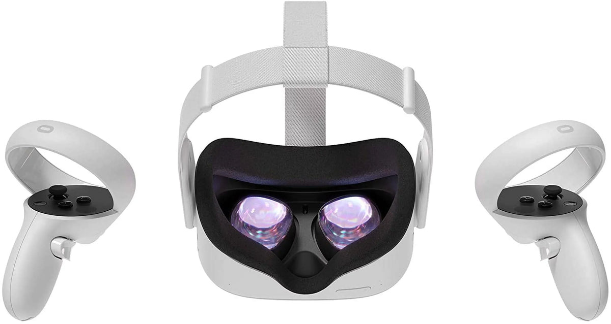 1832x1920 Refresh LCD, VR Touch Oculus Meta Controllers, Quest Rate Audio, Headset, SSD, up Earphone, Stickers 3D Hz 90 Mytrix 256GB Case, to Futuristic 2 Head Strap, All-In-One Purple Carrying Space