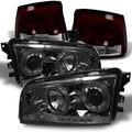 '- Dodge Red Smoked LED Dark 2009-2010 Smoked Tail Charger Lamp AKKON + Projector Halo Headlights For Angel Lights Eye