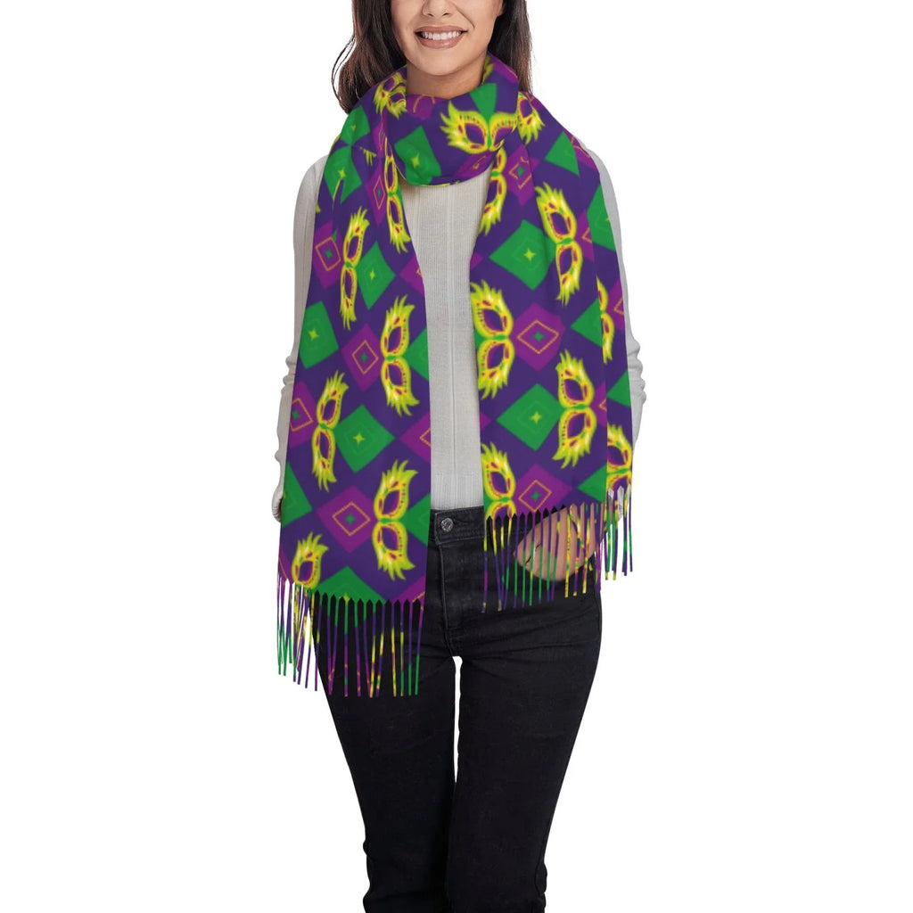 Gifts- Shawl Cashmere Scarf Bingfone Large Elegant Carnival3 Feel Wrap Mardi Women Warm Art Print Gras Winter For Scarves Soft