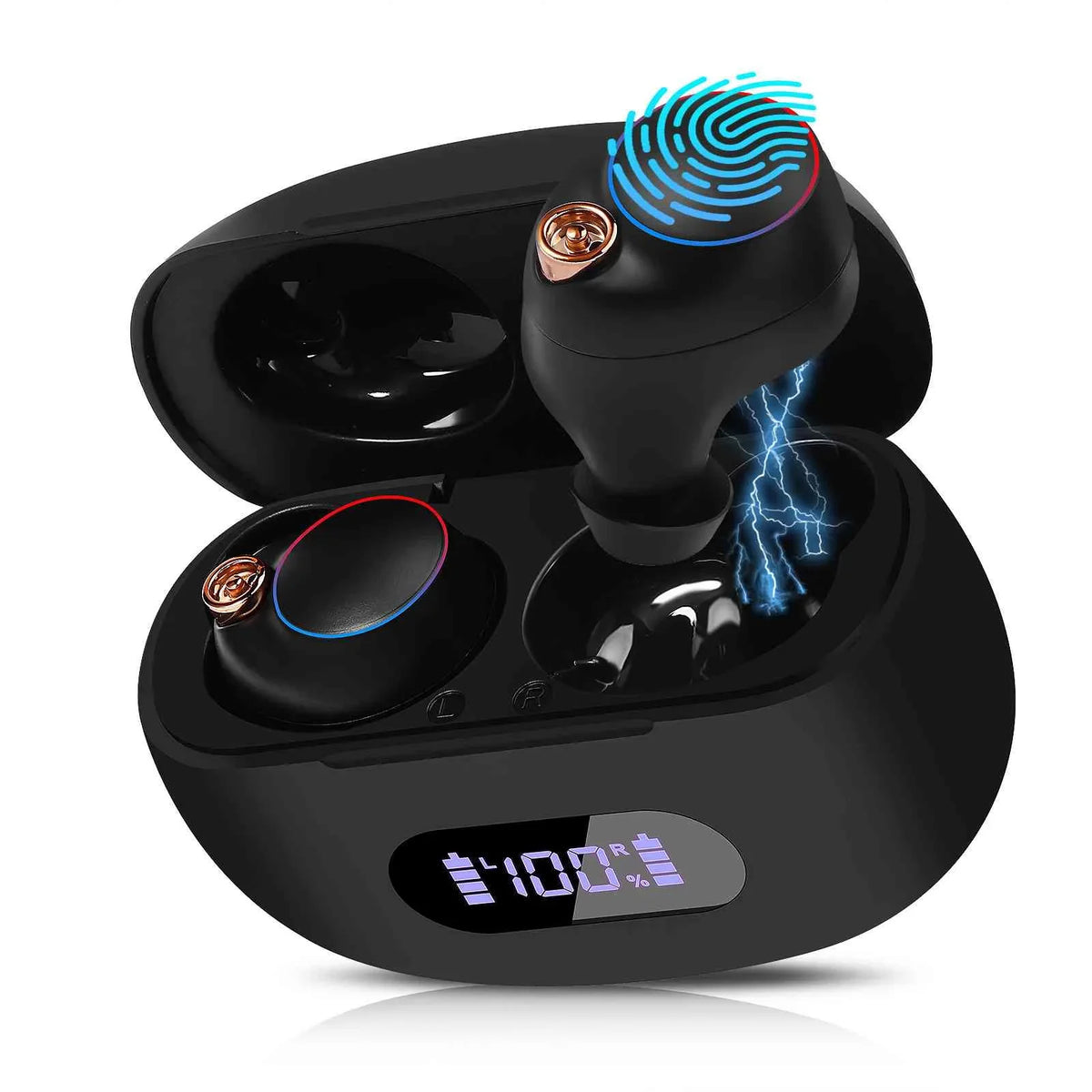 Compatible True with play Boost K5 Connect, IPX5 Resistance, Balanced, Bluetooth Wireless Bass UrbanX Earbuds Black, Connection, Bluetooth liquid 5.2 + Charging Dual Case,