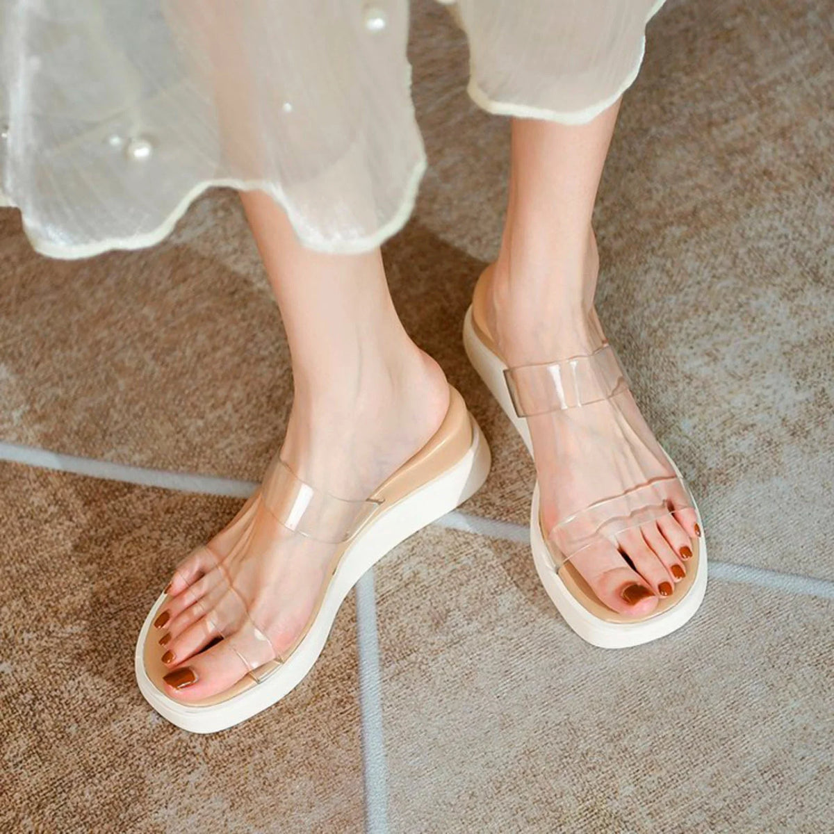 Platform Slippers Platform Sandals Transparent Ankle Women Slippers Sandals ILJNDTGBE Wedge Women Slippers Strap Heeled Rubber Custom for Designer