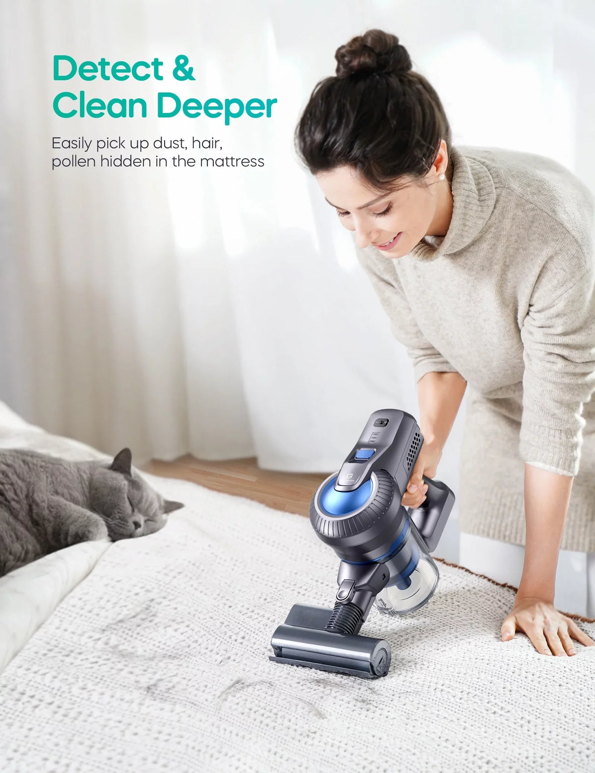 Suction, Long 35min Powerful Handheld Lightweight 23000Pa Vacuum for in 6 1 Runtime, Home/Car/Hard with Cordless Vacuum Battery, Floor/Carpet/Pet/Hair Cleaner, Detachable