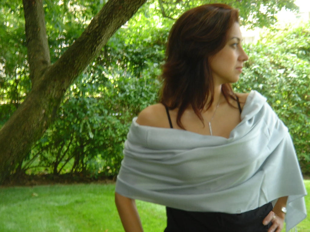 Scarf/Scarves/Shawl/Shawls/Stole/Wrap/Pashmina (Silver Shawl/Cashmere/Cashmere Scarf/Pashmina Scarf/Wool/Silk Grey)