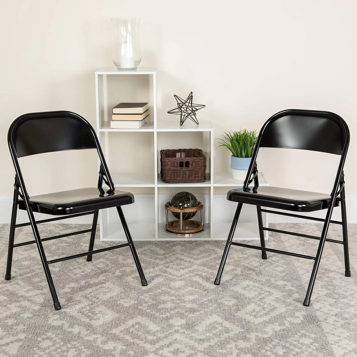 & Chair Double Series Triple Folding HERCULES Metal Black Hinged Braced