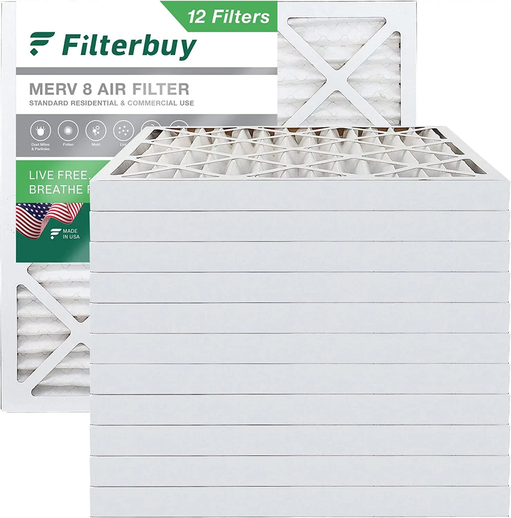 12x12x2 AC Pleated 8 HVAC Air Filters Filterbuy MERV (12-Pack) Furnace
