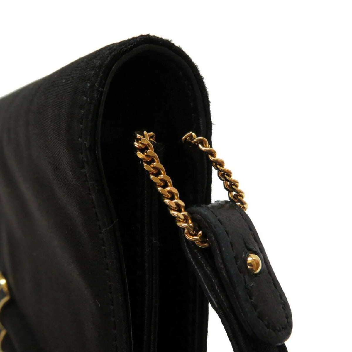 Cooktail Gold Bag Hermes 0034 Pre-Owned hardware Shoulder HERMES Black Satin (Good)
