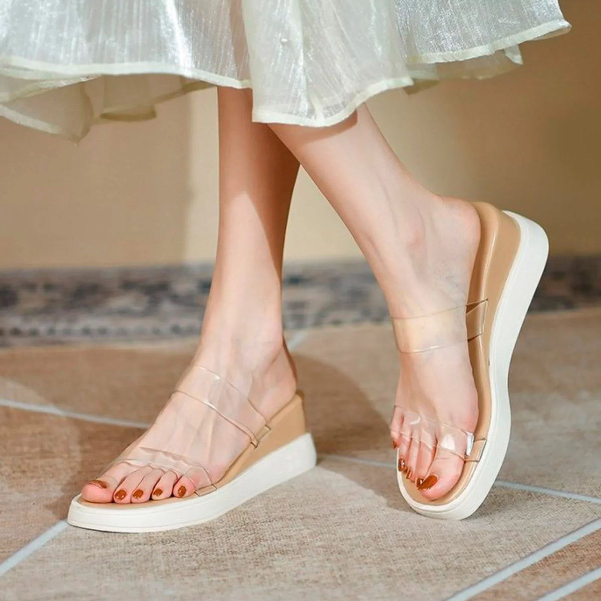 Platform Slippers Platform Sandals Transparent Ankle Women Slippers Sandals ILJNDTGBE Wedge Women Slippers Strap Heeled Rubber Custom for Designer
