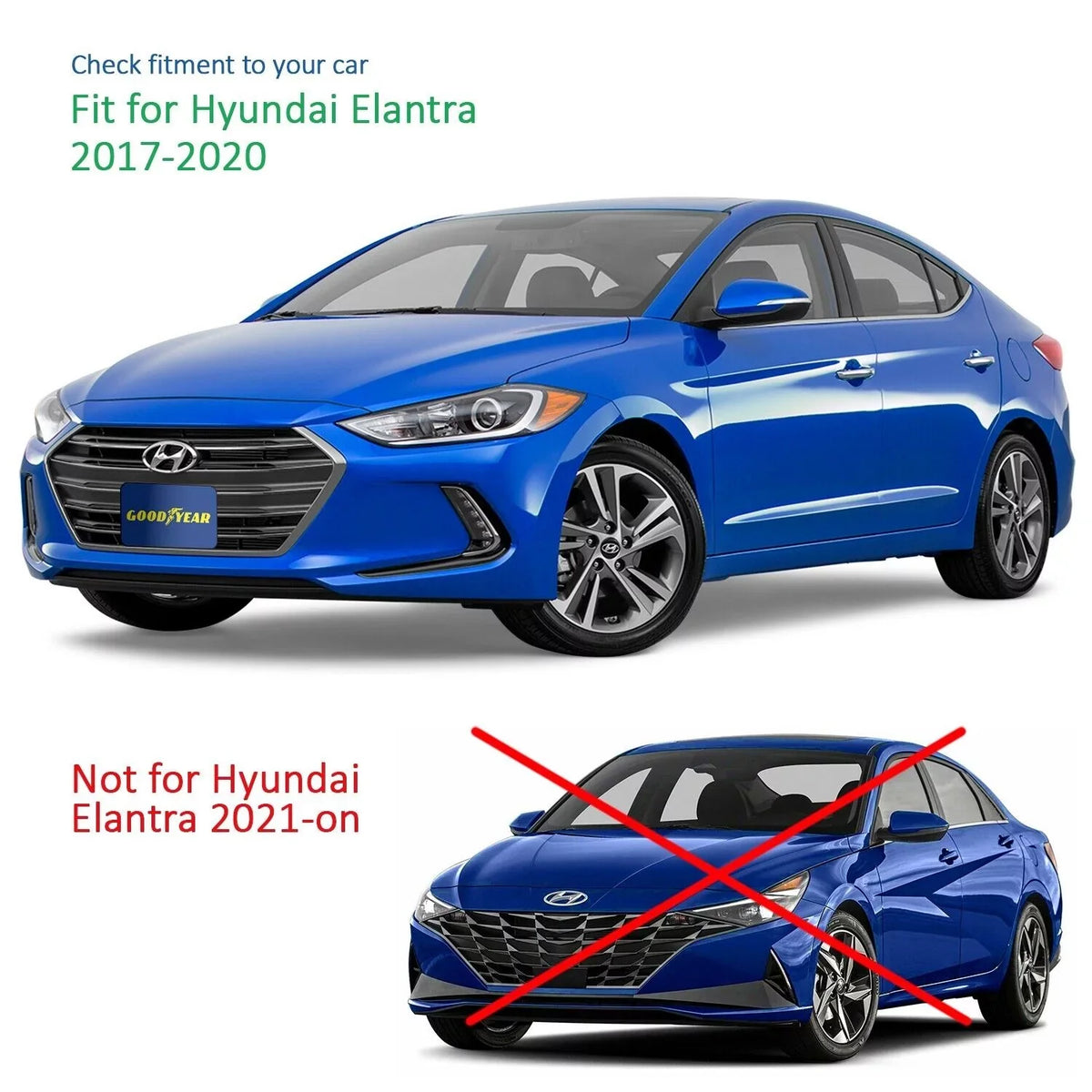 Car Hyundai Visors Guards, Goodyear - Deflectors 4 Window in-Channel Vent pcs Elantra Deflector, GY003459LP 2017-2020, Shatterproof Accessories, for Cars, Rain Window for