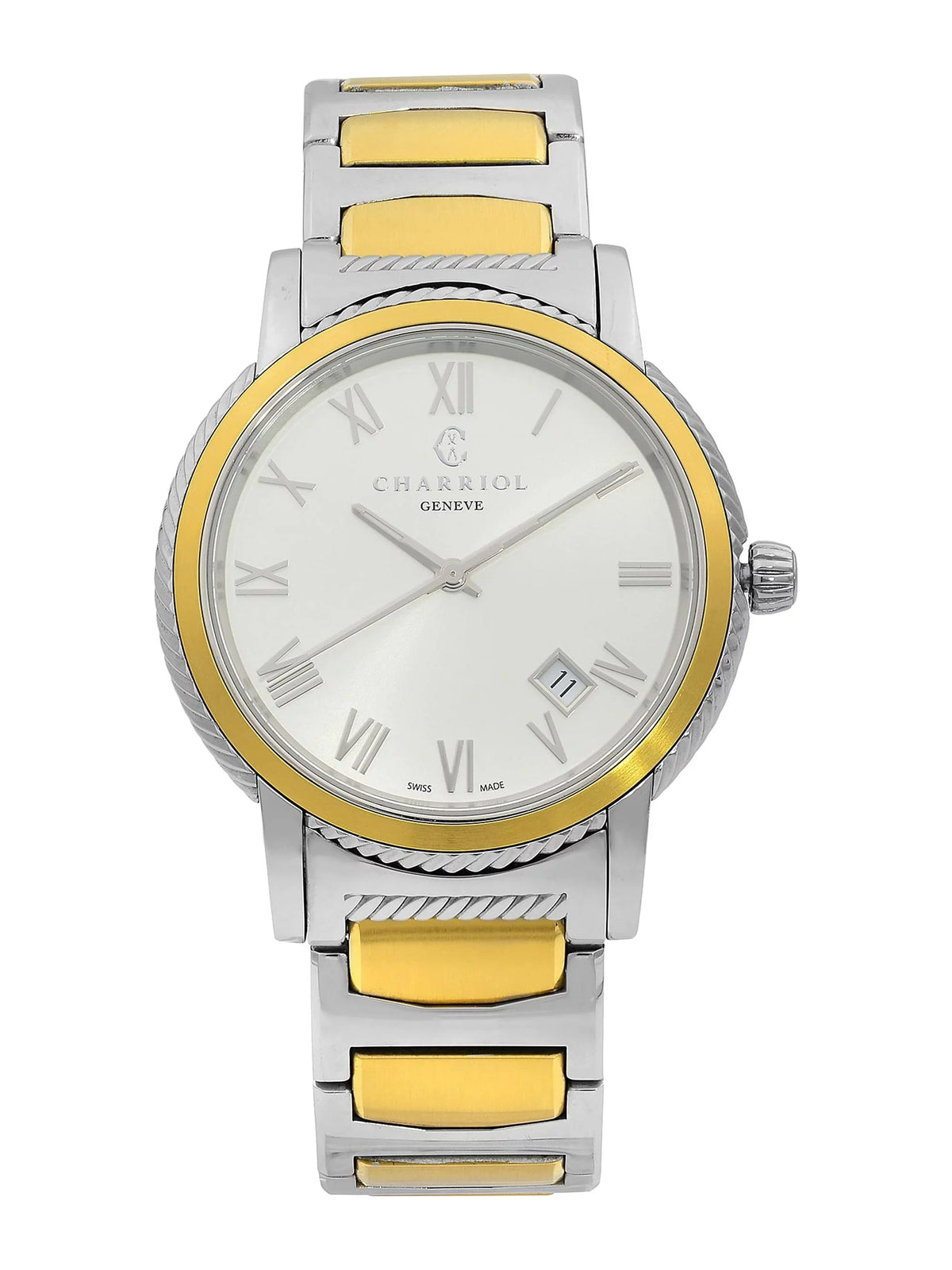 P40SY2.931.001 Watch Dial Steel Silver Unisex Two Charriol Pre-Owned Tone Parisii Quartz