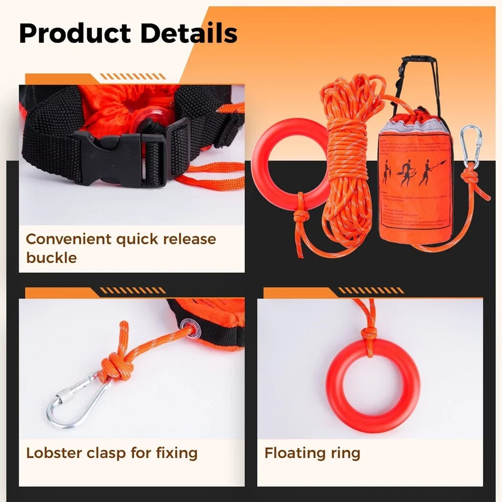 Raft Rope, Device of Kayaking Aid Equipment Rescue Safety and Throw Feet with for First Rafting, for liquid and 70 Boat Bag