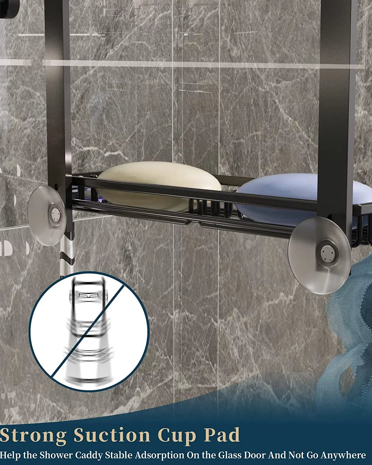 Hanging Steel Adjustable with 4 Shower Hanging with Organizer 4 for Caddy Shelf Door Shower Bathroom Consumest Soap Suction Over Rustproof The & Shower Stainless Tier Cups, 2 Hooks Holder, Caddy