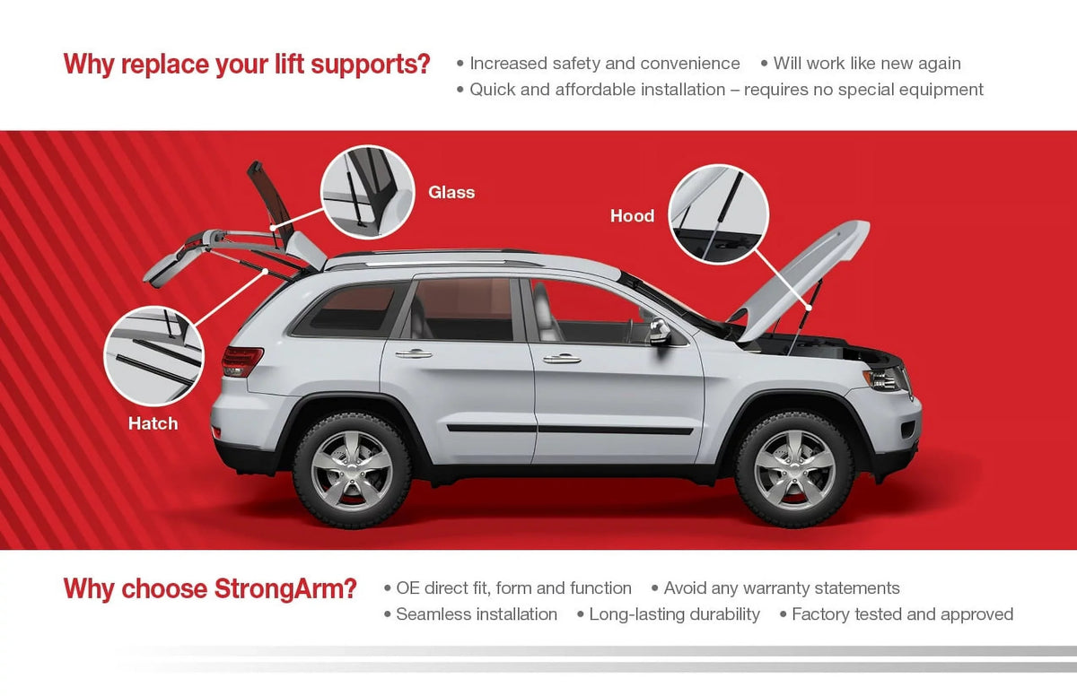 1994-2004 to Qty Trunk Made Supports Strong Fits W/O Lift Mustang Arm 4643 94 Spoiler MUSTANG 04 Fits by 2 select: