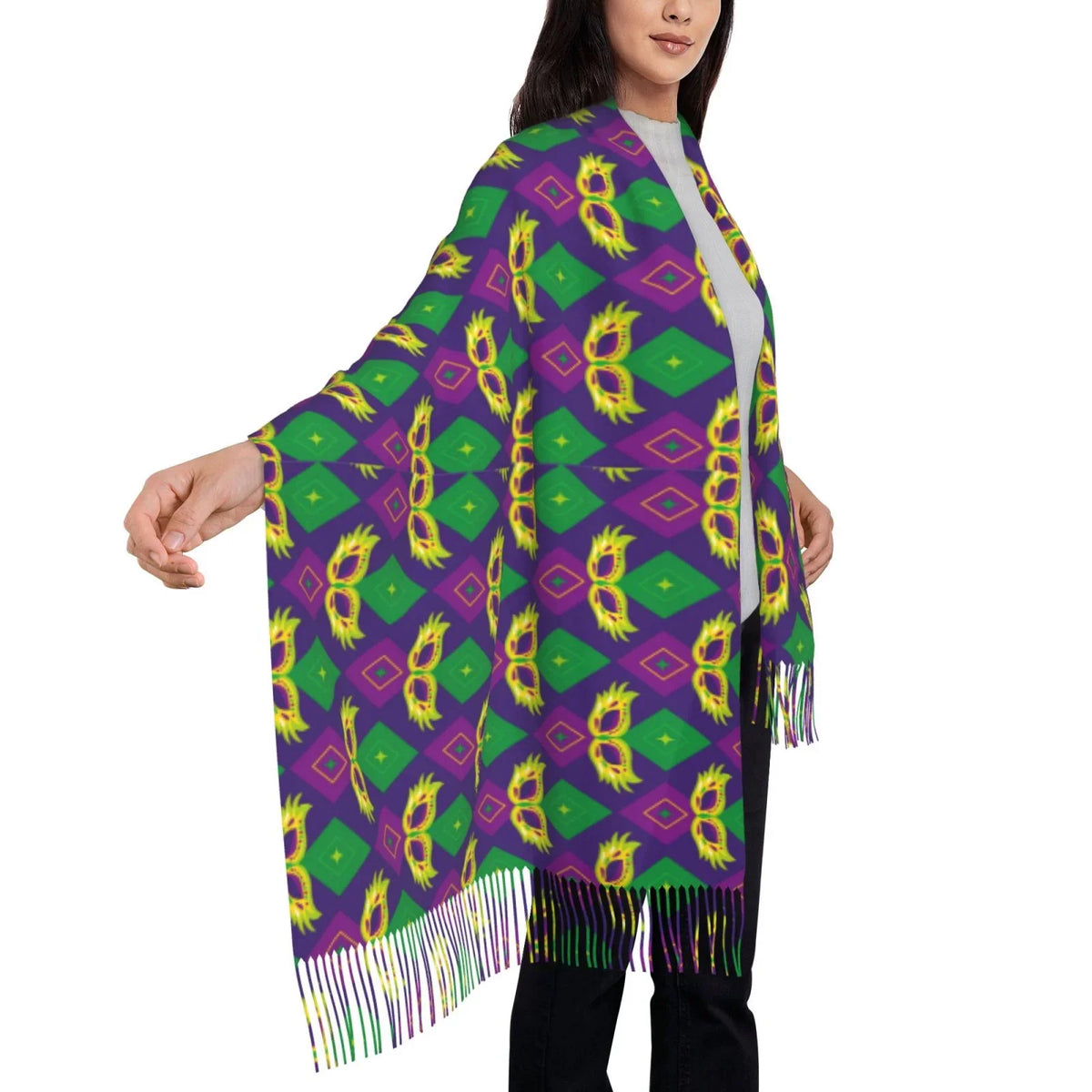 Gifts- Shawl Cashmere Scarf Bingfone Large Elegant Carnival3 Feel Wrap Mardi Women Warm Art Print Gras Winter For Scarves Soft