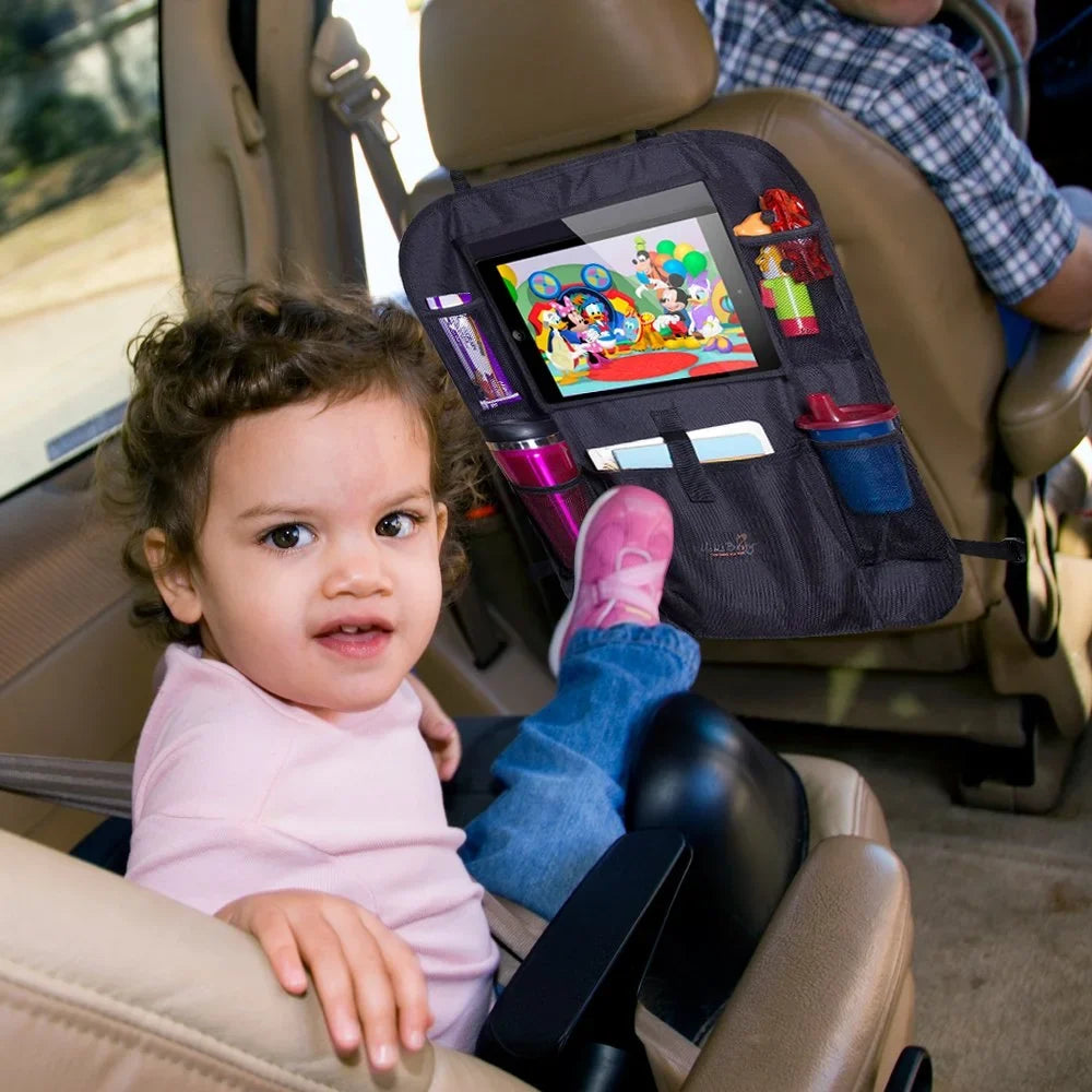 Car for for - Back Seat Screen Android Auto and Multipurpose Besty Kids Toddlers Mat, Protector, & Seat Kick Use Tablet Touch Holder Organizer Tablets Back Organizer as - iOS Car Mom's