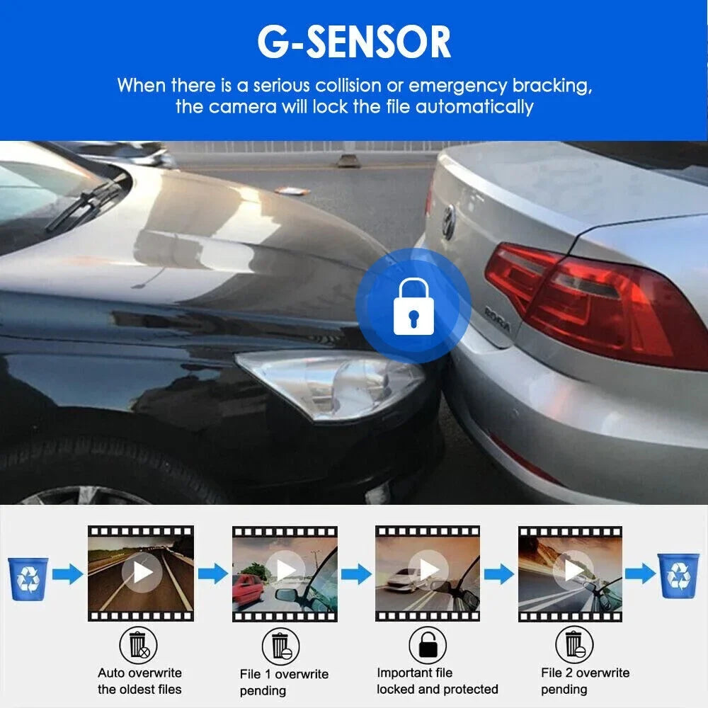 DVR Cam Lens Front G-Sensor Car Dual Recorder 1080P Dash Camera Video Inside w/ JahyShow