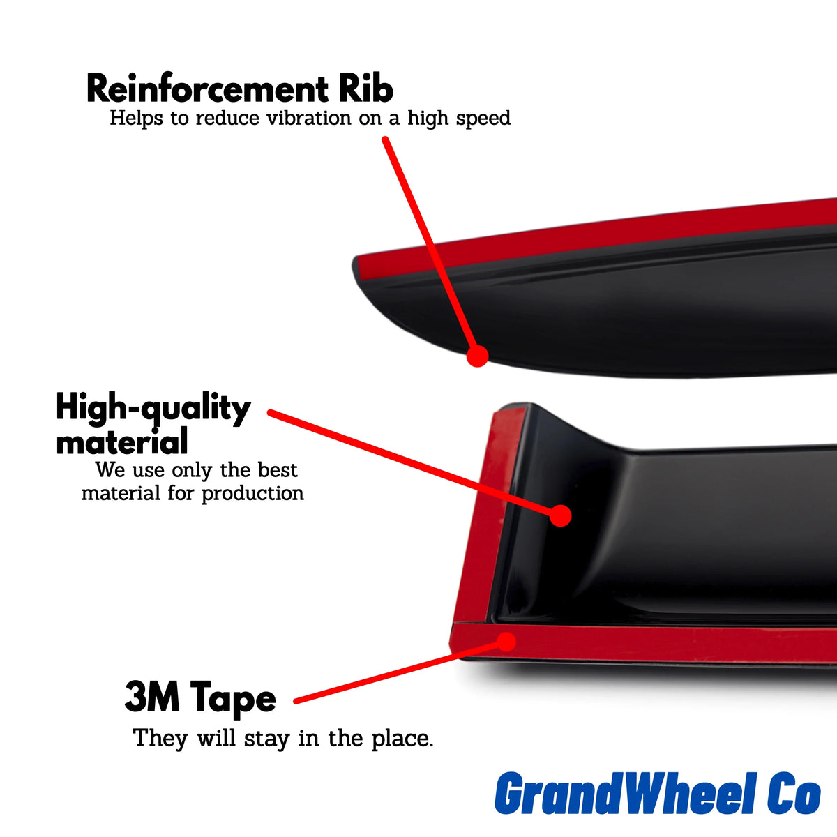 Rogue Deflectors Window Guards Co - Smoke 6pcs. Tape-On Tinted GW0299 Side Compatible Nissan 2021-2024 Rain Vent with GrandWheel Visor