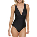 Tommy Swimsuit 6 Womens Black dimension Standard One Piece Plunge Hilfiger MSRP $98