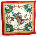 Pattern | Horse Pre-Owned White Red SALVATORE Scarf Stole FERRAGAMO Muffler Ferragamo (Good) Ladies Silk x