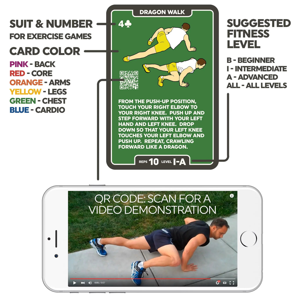 (Bodyweight Exercise by Pack) Fat Card Video 52 No a Bodyweight Cards: Instructions Playing Expert. Included. Needed. Muscle. Designed Fitness Military Equipment Mega Stack Game. Burn Workout Build
