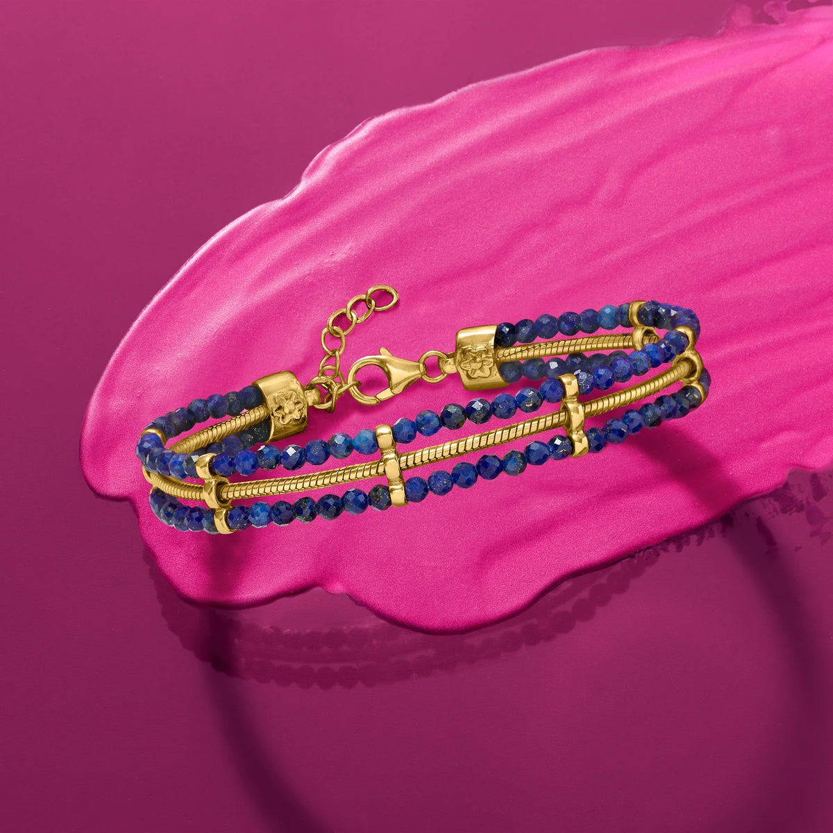 Adult 18kt Ross-Simons Sterling, Snake-Chain Lapis Over Bead and Bracelet Women's, in Gold