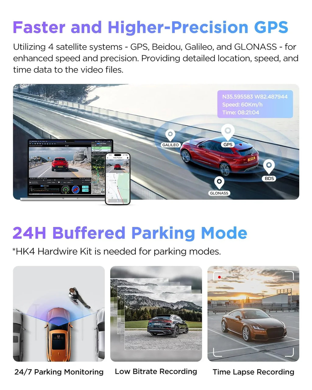 & 4K+2K Pro STARVIS IMX675 Front lb Dashcam Car 2 A229 GPS, 2 IMX678 with Dual Camera VIOFO Rear 2CH