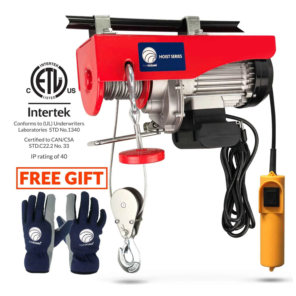 Factory Lifting Hoist, Winch Oceans Garage, Electric Lb Working Gloves Control V, Remote Stop Electric Button Hoist FO3780-C1 Pulley - Pulley 120 System, 440 Five 20FT for Hoist, Emergency Includes