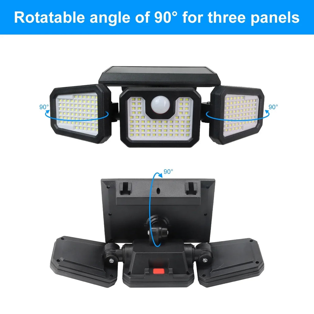 Security Yard - 2500LM Sensor (2 exterior Remote for Control Lights Packs) 3 Lights Garage - Motion Heads Solar Lights Yyton Waterproof with Outside Flood 210LED