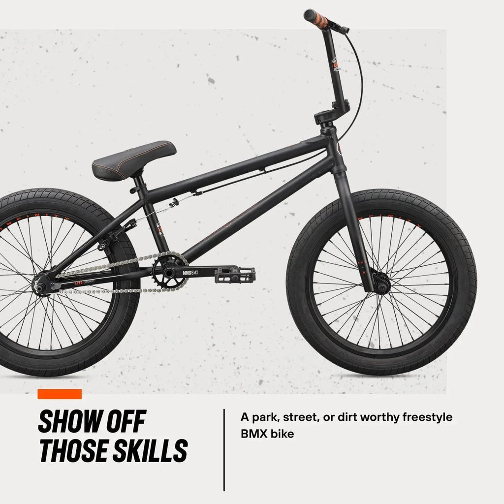 Legion Inch Box BMX Bike, BLACK/ORANGE - Frame, Freestyle Mongoose Steel 20 Wheels Open