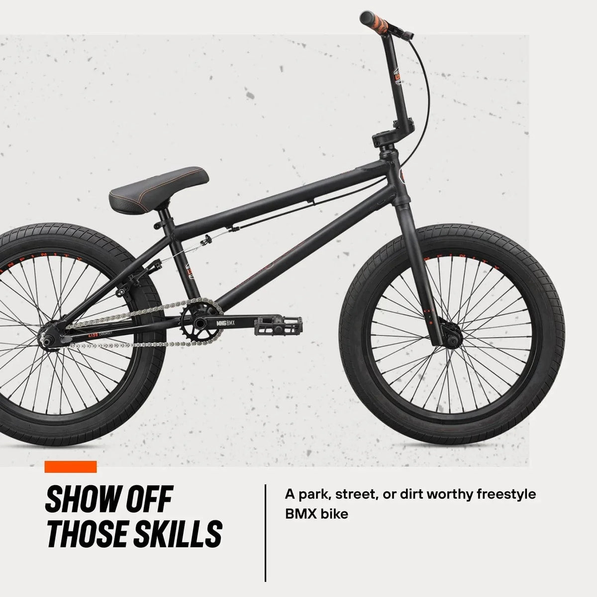 Legion Inch Box BMX Bike, BLACK/ORANGE - Frame, Freestyle Mongoose Steel 20 Wheels Open