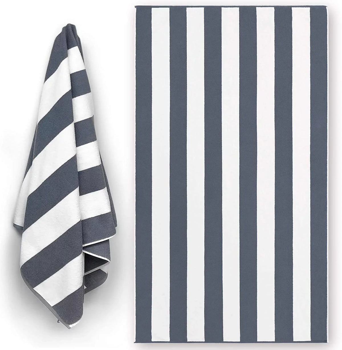 40 Double Classic Soft Yarn Luxury Pool Towel Large Prime x Dyed Stripe inch Cotton Yacht Hotel Beach design Extra 72 & (Gray, Cabana 1) Resort Terry 100%