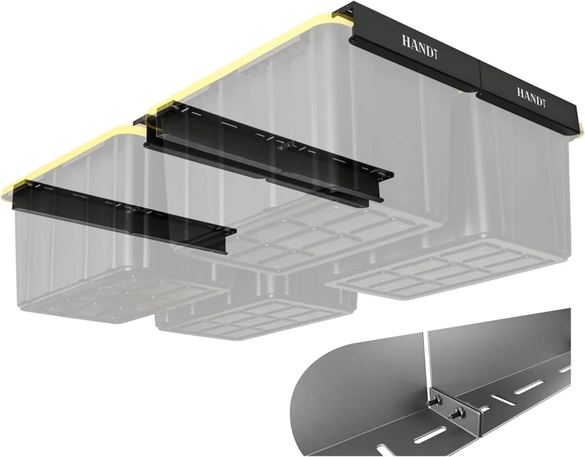 4 (Black, Ceiling Metal Bin For Storage Organization Most Supports Bins Heavy Overhead Sets) System, Garage WAGEE Rack, Racks, Container, Rack Duty