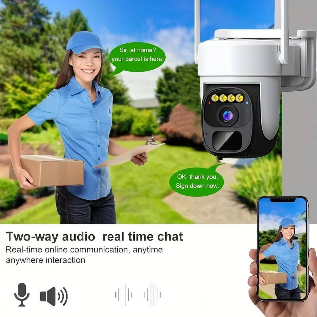 Night Wireless with Motion IP66 - Color Birthdays, 2-Way Boys Tilt President's Camera Pan & 3MP 360° Vision, Gift Waterproof Talk, Perfect for Easter, Detection, Security Solar-Powered exterior Day, 2K